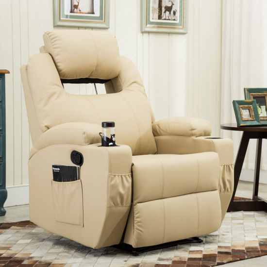 PU Leather Home Theater Chair Manual Recliner Sofa with Cup Holder